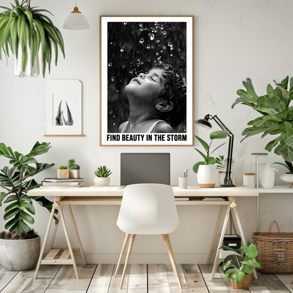 Find Beauty In The Storm Rain Portrait Black And White Poster