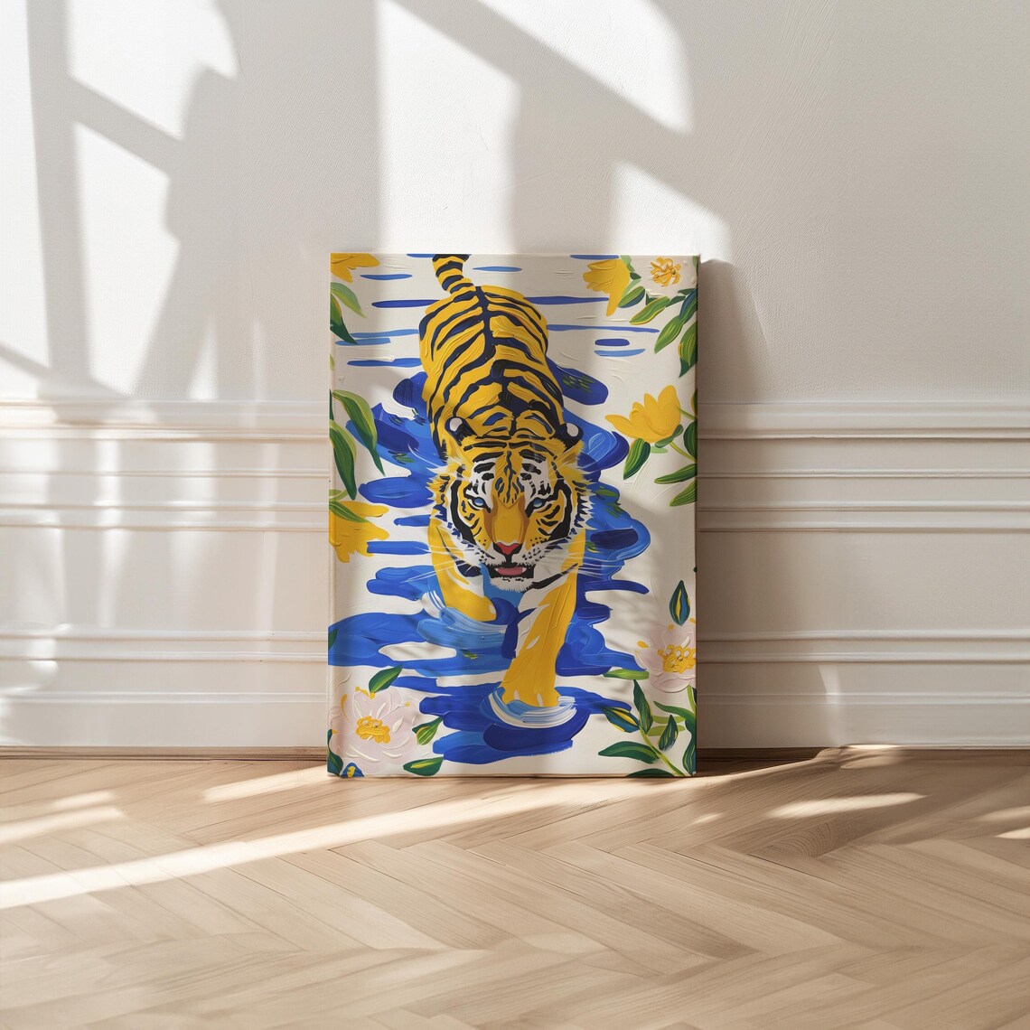 Tiger Wall Decor, Colorful Maximalist Art Print