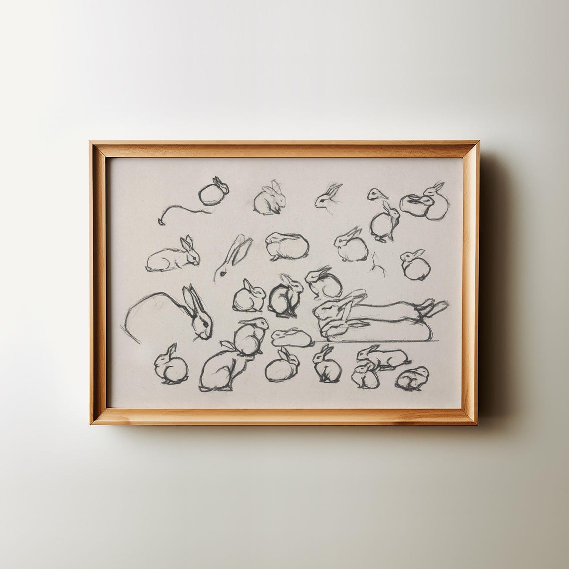 Vintage Rabbit Studies Pencil Sketch Nursery Animal Art Poster - Image 2