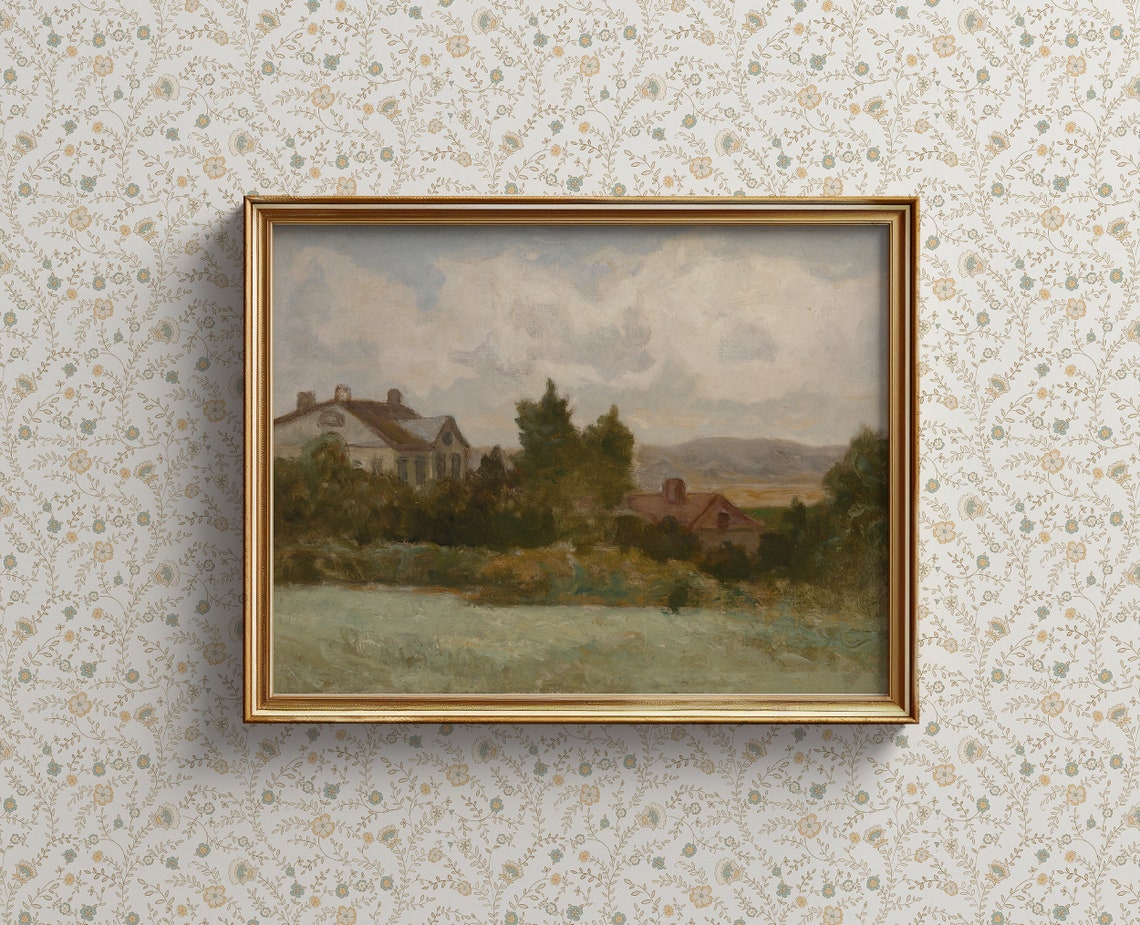 Vintage Countryside Farmhouse Oil Painting Rustic Wall Poster - Image 3