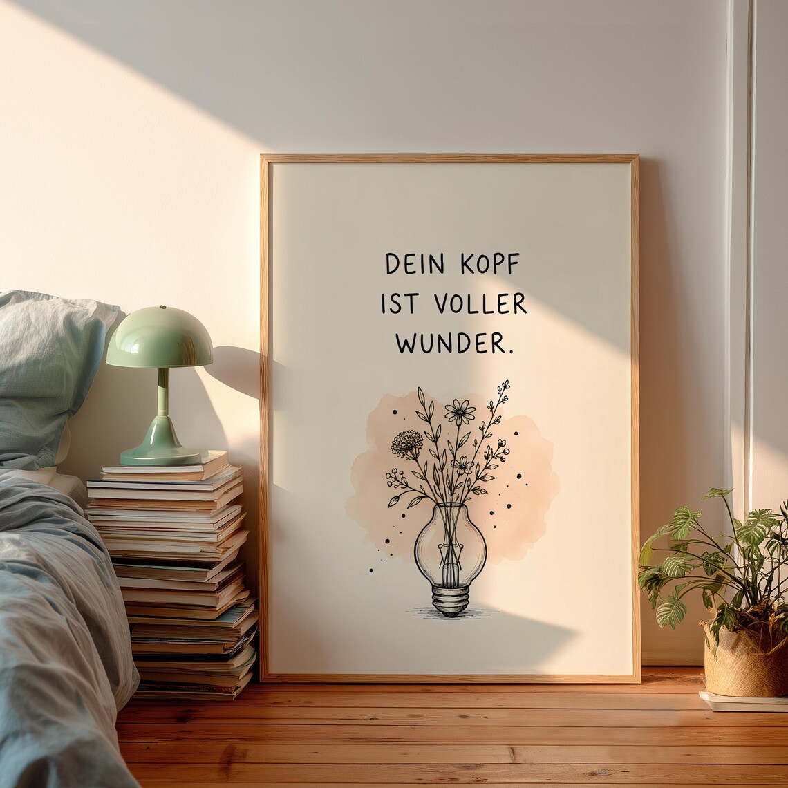 Inspirational German Typography Poster, Boho Decor