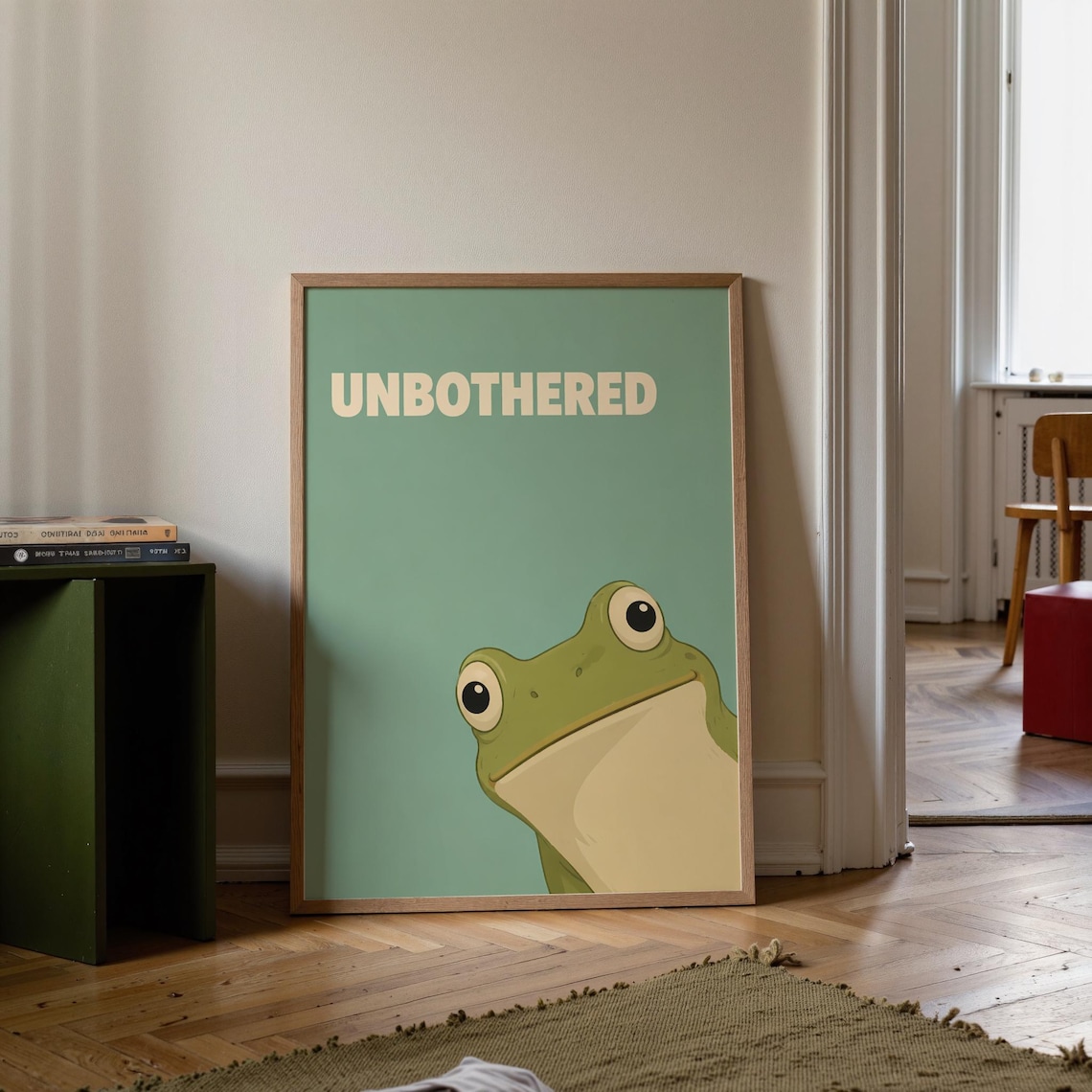 Frosch Poster, Retro Unbothered Spruch
