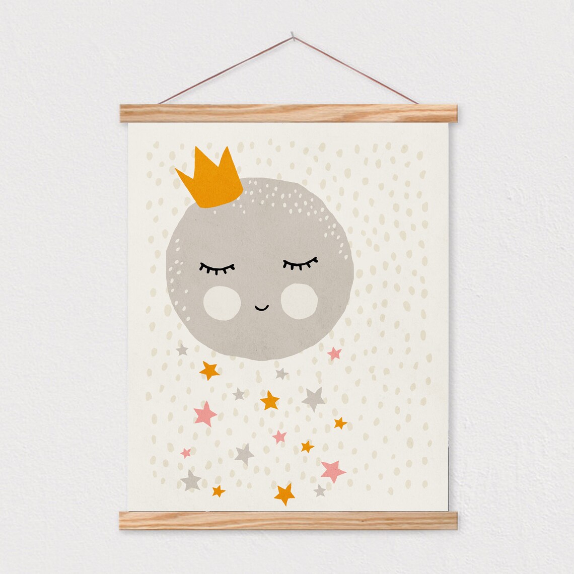 Moon Eyelashes Mid-Century Modern Nursery Art - Image 2