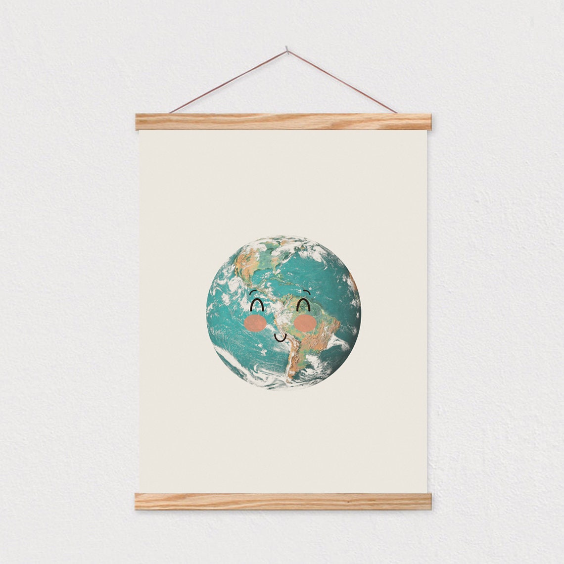 Smiling Earth Cute Happy Planet Face Kids Nursery Wall Poster - Image 2