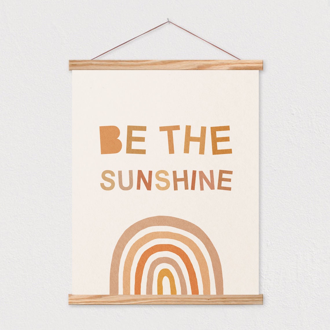 Be The Sunshine Earth Tone Rainbow Arch Kids Room Quote Poster - Image 2