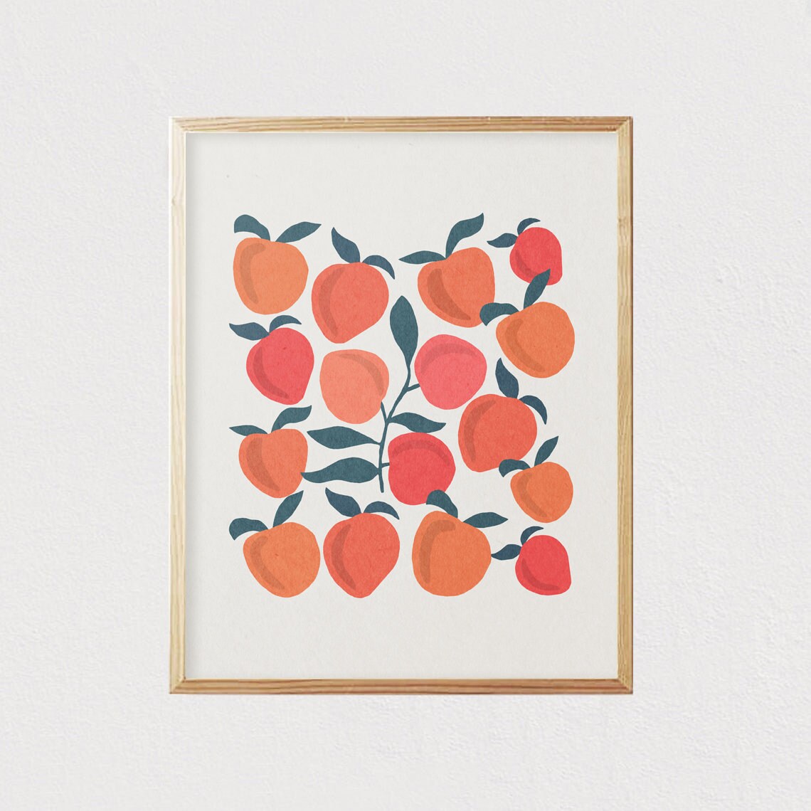 Pink Peaches Mid-Century Modern Art Print, Kids Room Decor