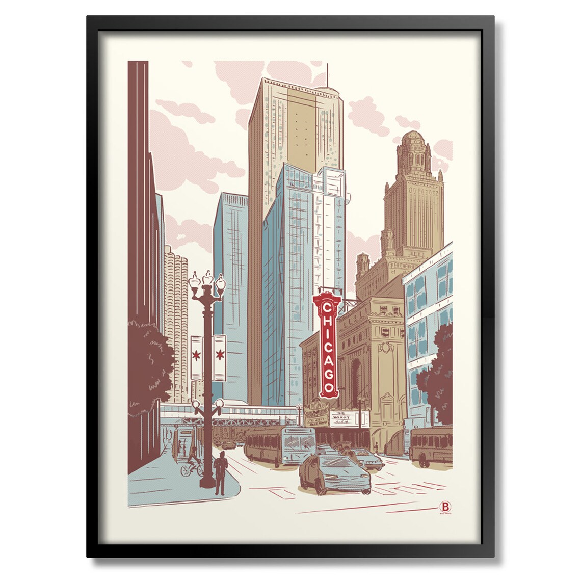 Chicago Loop Travel Poster, City District Art Print