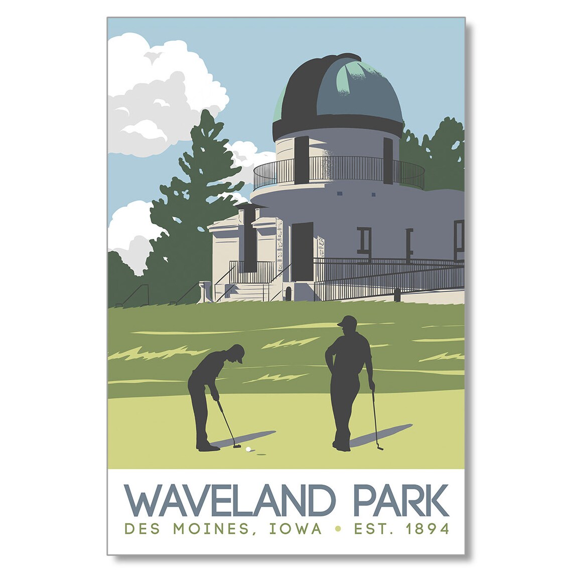 Waveland Park Des Moines Iowa Poster Golfers Putting Observatory Green Art