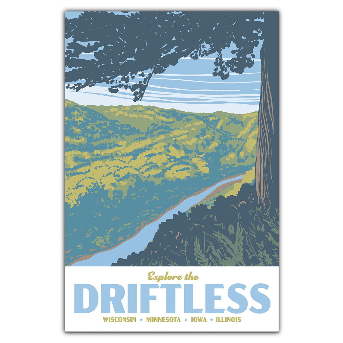 Driftless Travel Poster, Explore the Driftless