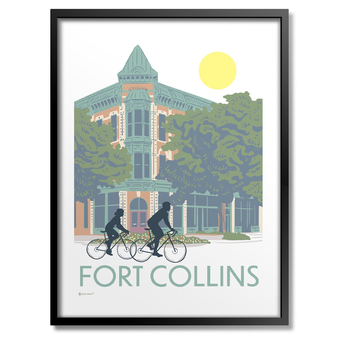 Downtown Fort Collins Travel Poster, City View