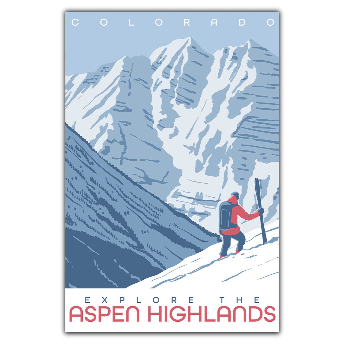 Aspen Highlands Travel Poster, Mountain Destination