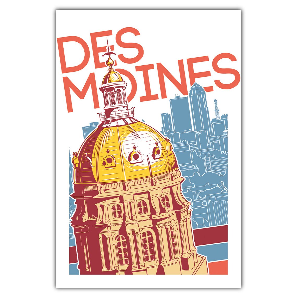 Des Moines Capitol Travel Poster