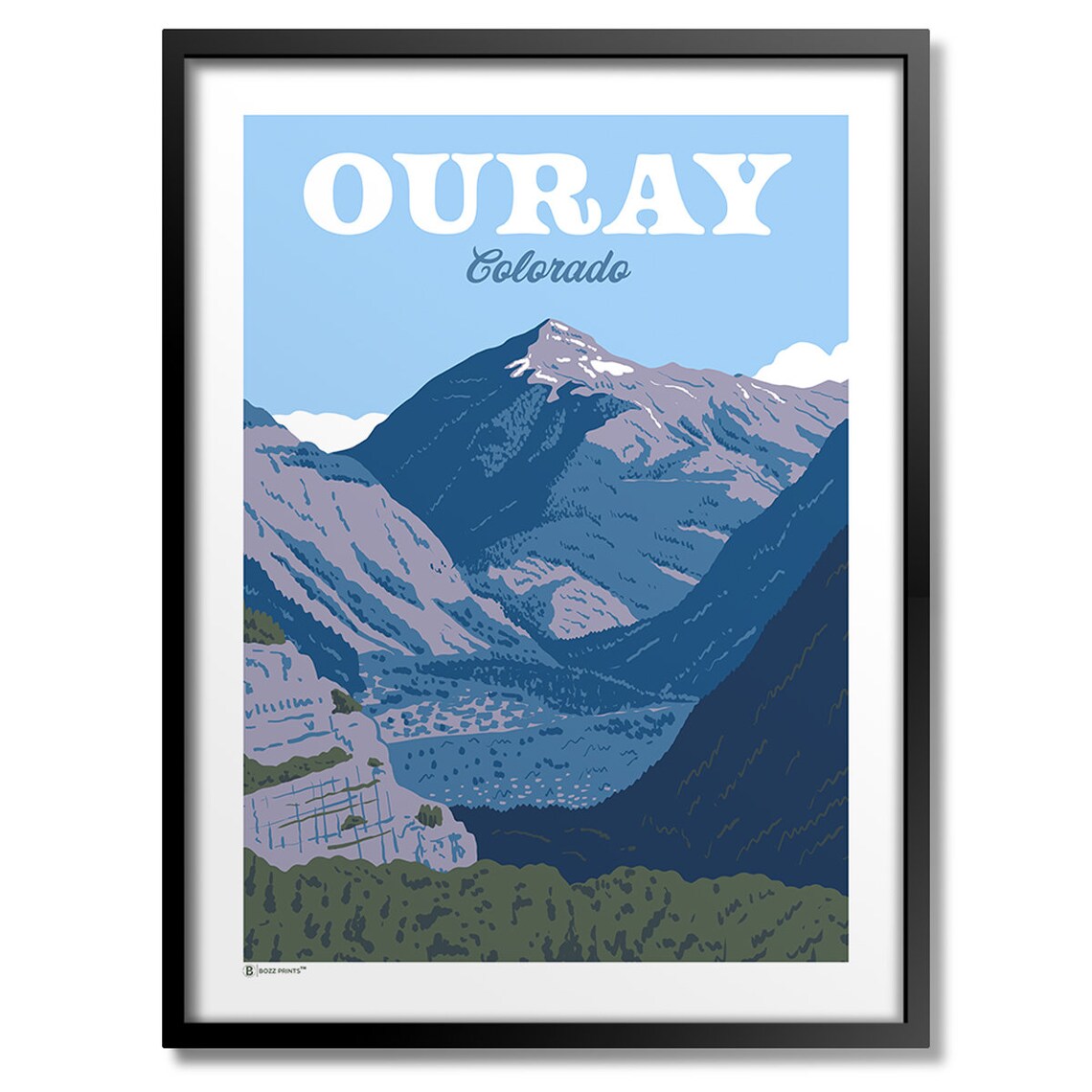 Ouray Colorado Travel Poster, Mountain Town Print