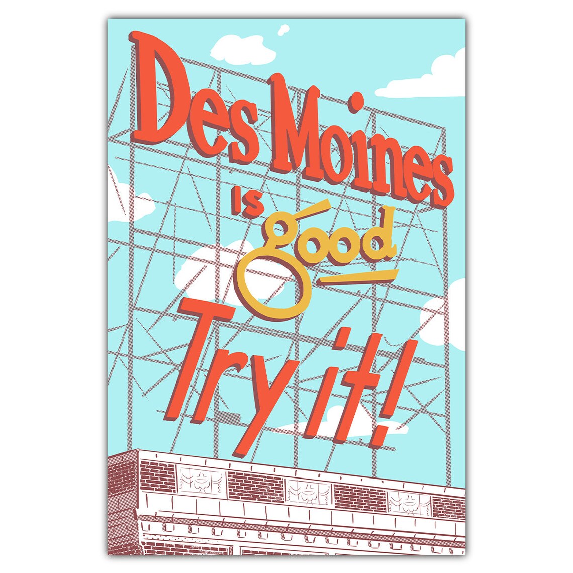 Des Moines Colonial Sign Travel Poster