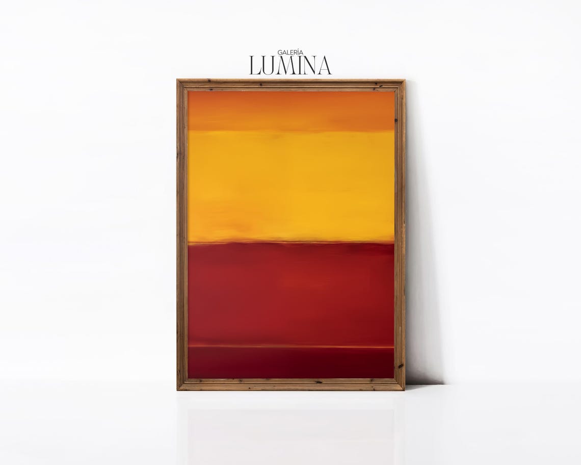 Bold Red Yellow Color Block Abstract Geometric Rothko Style Poster - Image 2