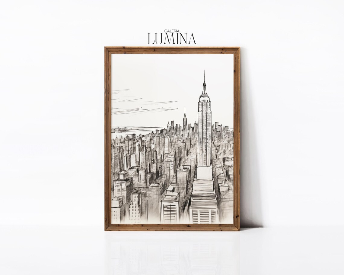 New York City Sketch Skyline Art Print, Urban - Image 2