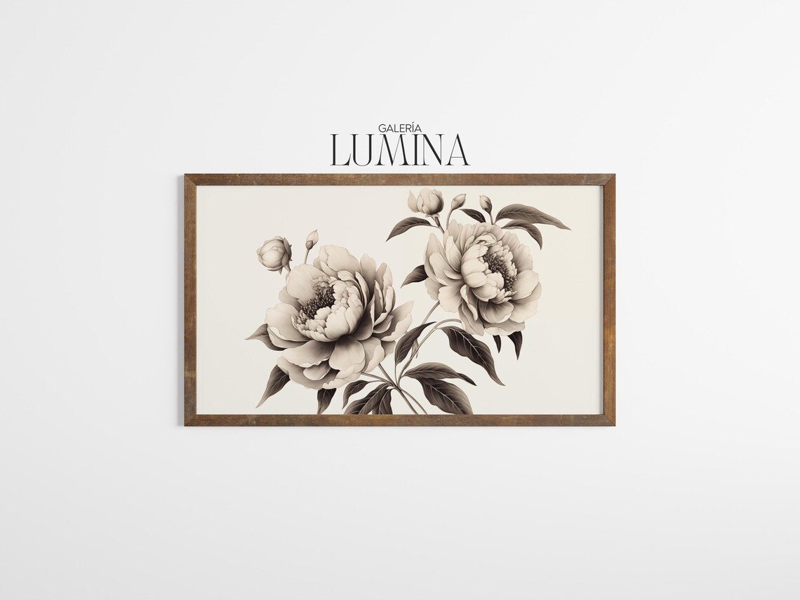 Vintage Peonies Black and White Botanical Art Print - Image 3