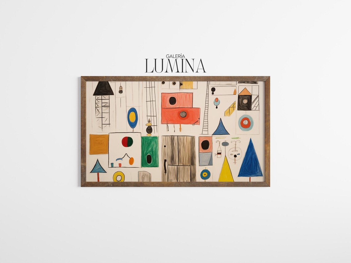 Mid Century Modern Geometric Abstract Shapes Colorful Art Poster - Image 3