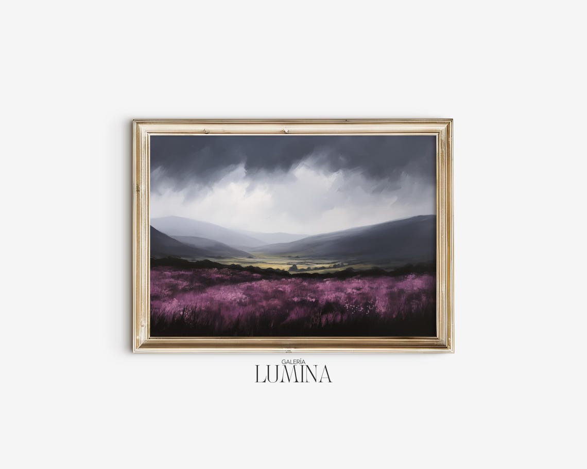 Scottish Highland Moors Gouache Painting Moody Moorland Landscape Painting Heathland Scenery Wall Art Art Frame Tv Art 668 - Image 2