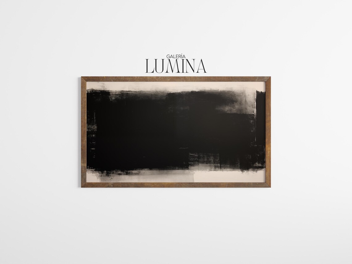 Large Black Monochrome Band Minimalist Abstract Ink Wash Poster - Image 3