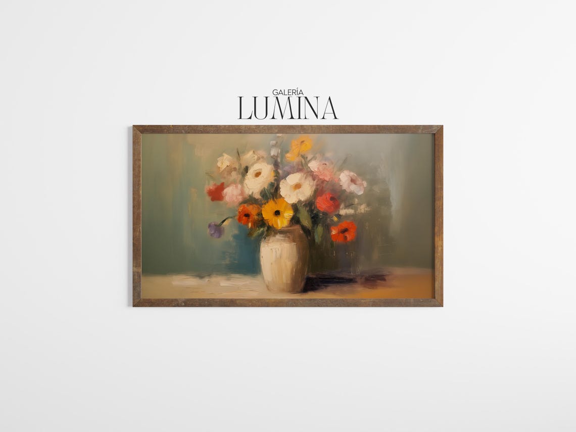 Colorful Flower Bouquet in Vase Impressionist Still Life Poster - Image 3
