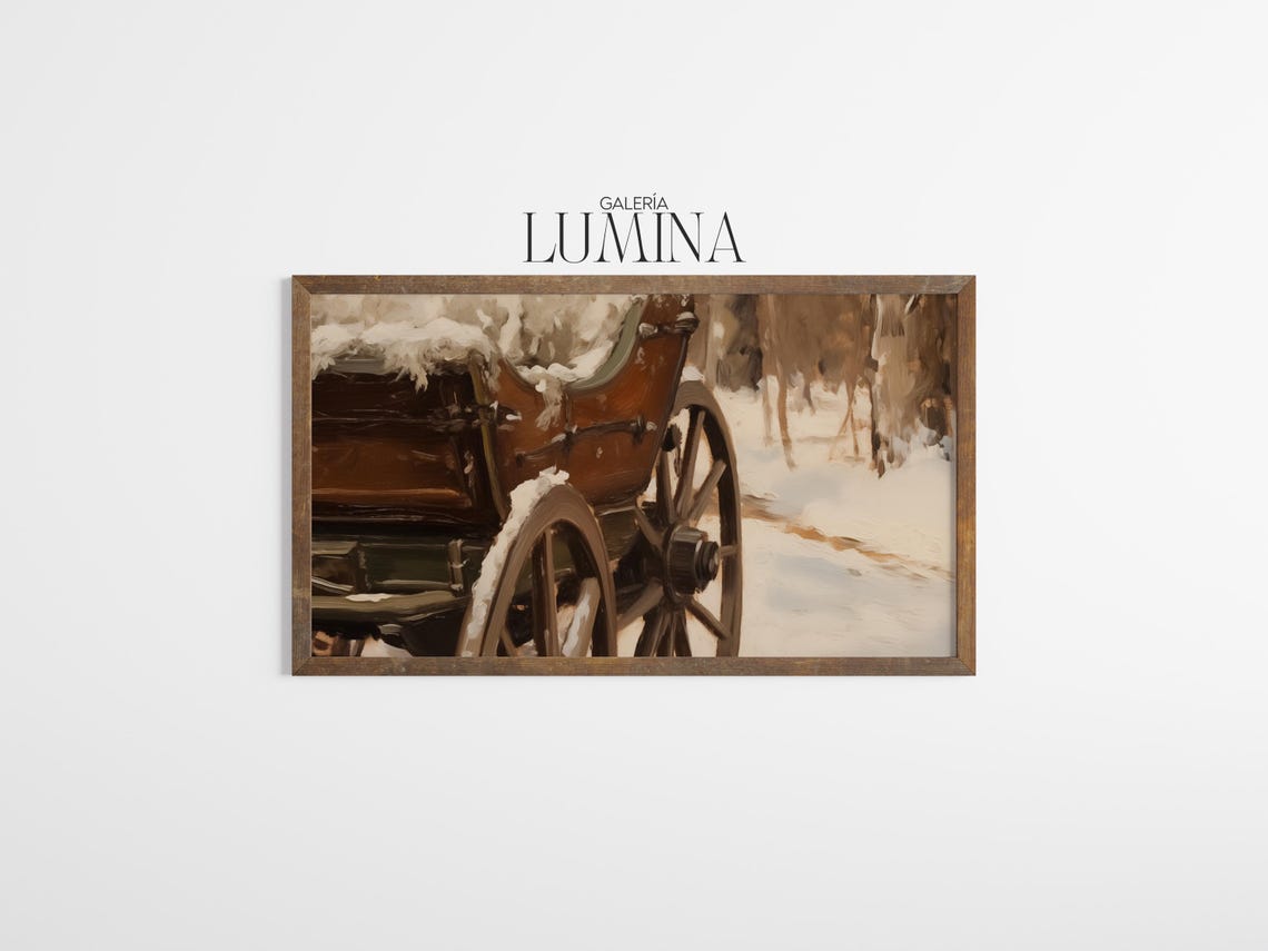 Snow Covered Horse Drawn Carriage Wheel Winter Close-Up Poster - Image 2