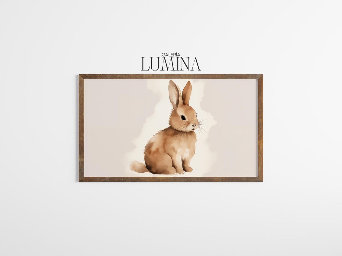 Cute Sweet Brown Bunny Rabbit Watercolor Nursery Animal Poster - Image 3