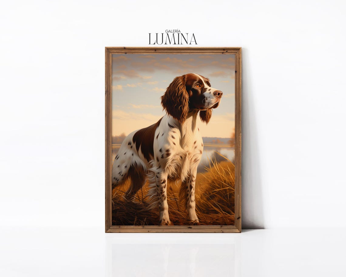 English Springer Spaniel Autumn Field Realistic Dog Painting Poster - Image 3