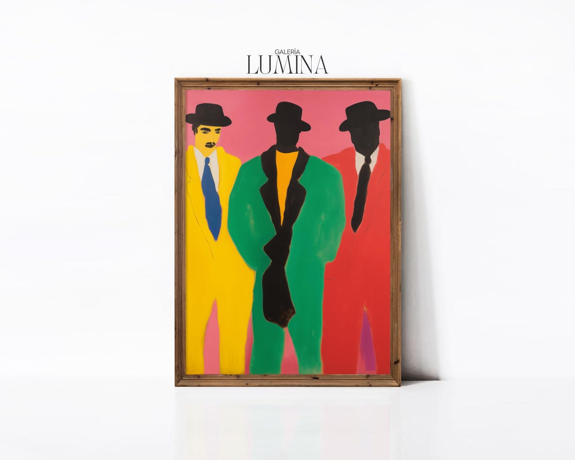 Five Young Men Original Abstract Painting Colorful Pop Art Painting Modern Figurative Bold Artwork Art Frame Tv Art 987 - Image 2
