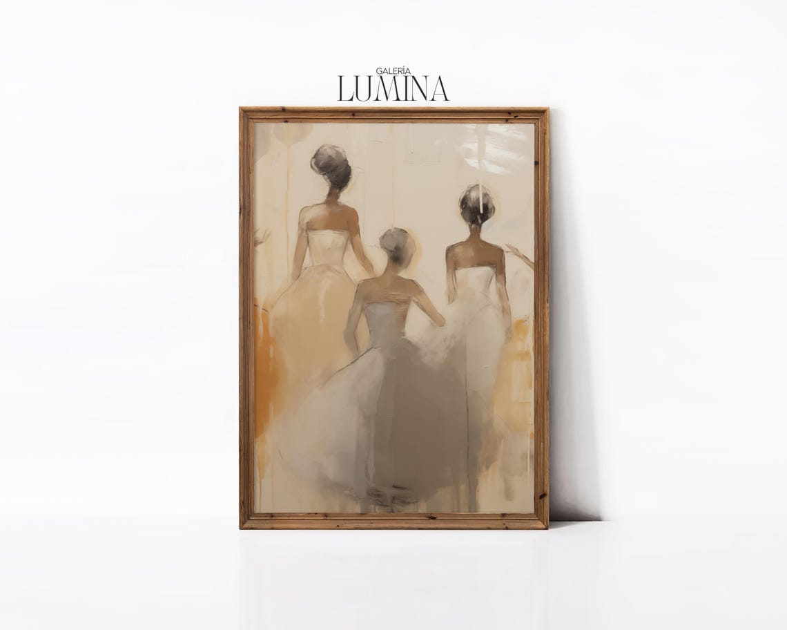 Neutral Tones Ballerina Painting Modern Figurative Wall Art Impressionist Feminine Dancers Artwork Art Frame Tv Art 926 - Image 2