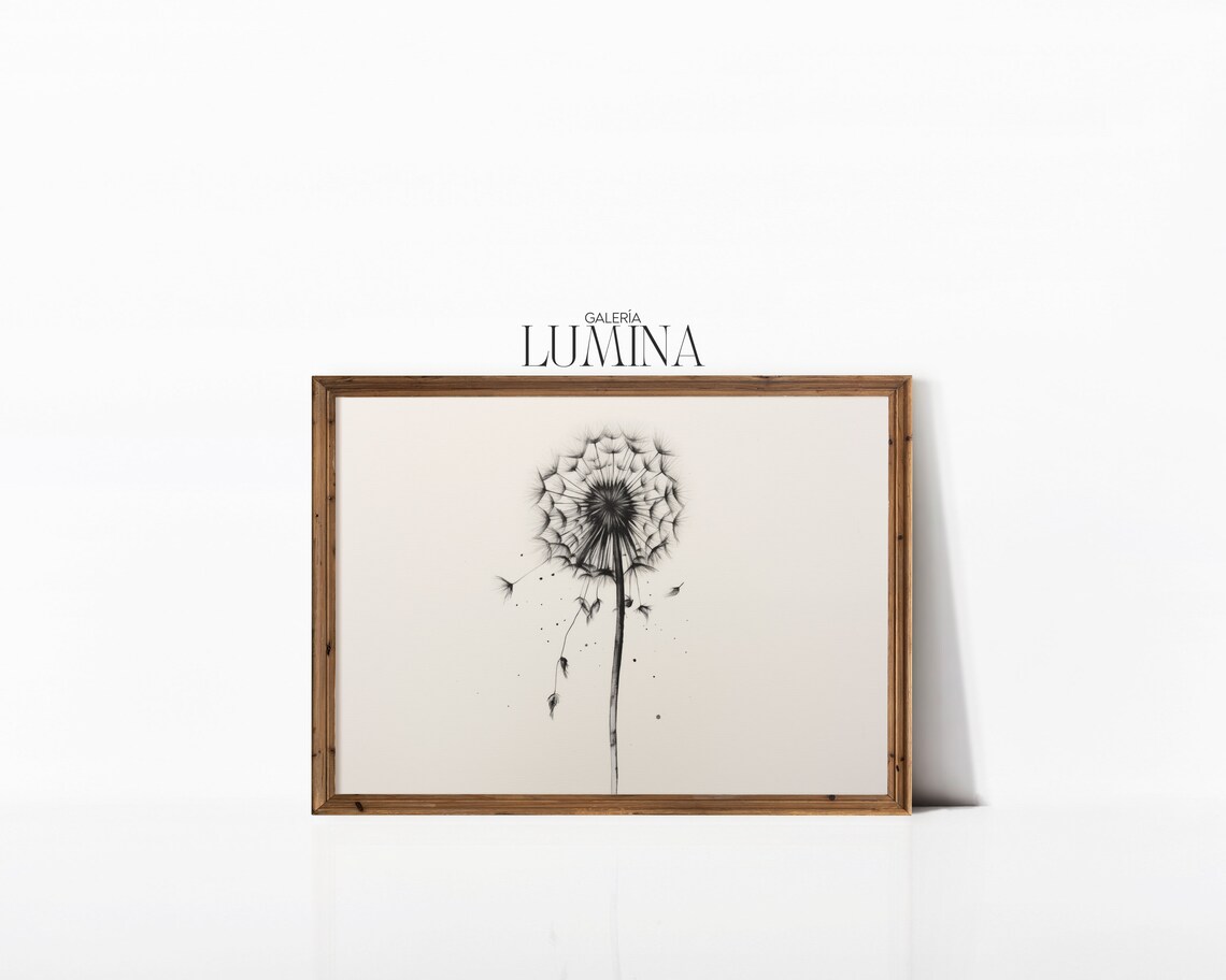 Dandelion Charcoal Sketch, Minimalist Botanical Art Print - Image 3