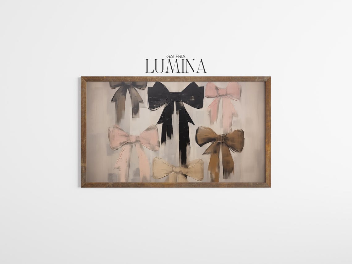 Painted Ribbon Bows in Soft Neutral Colors Elegant Decor Poster - Image 3