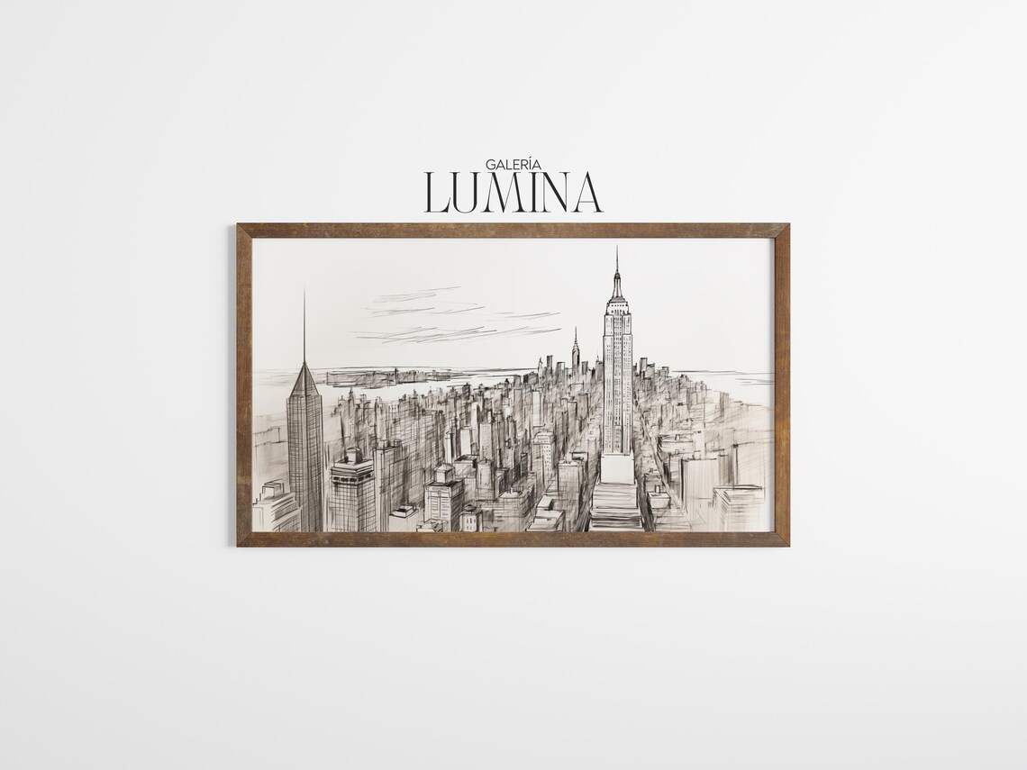 New York City Sketch Skyline Art Print, Urban - Image 3