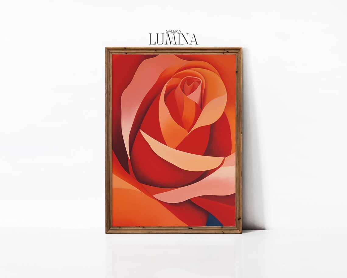 Abstract Red Rose Painting, Modern Floral Art Print - Image 2