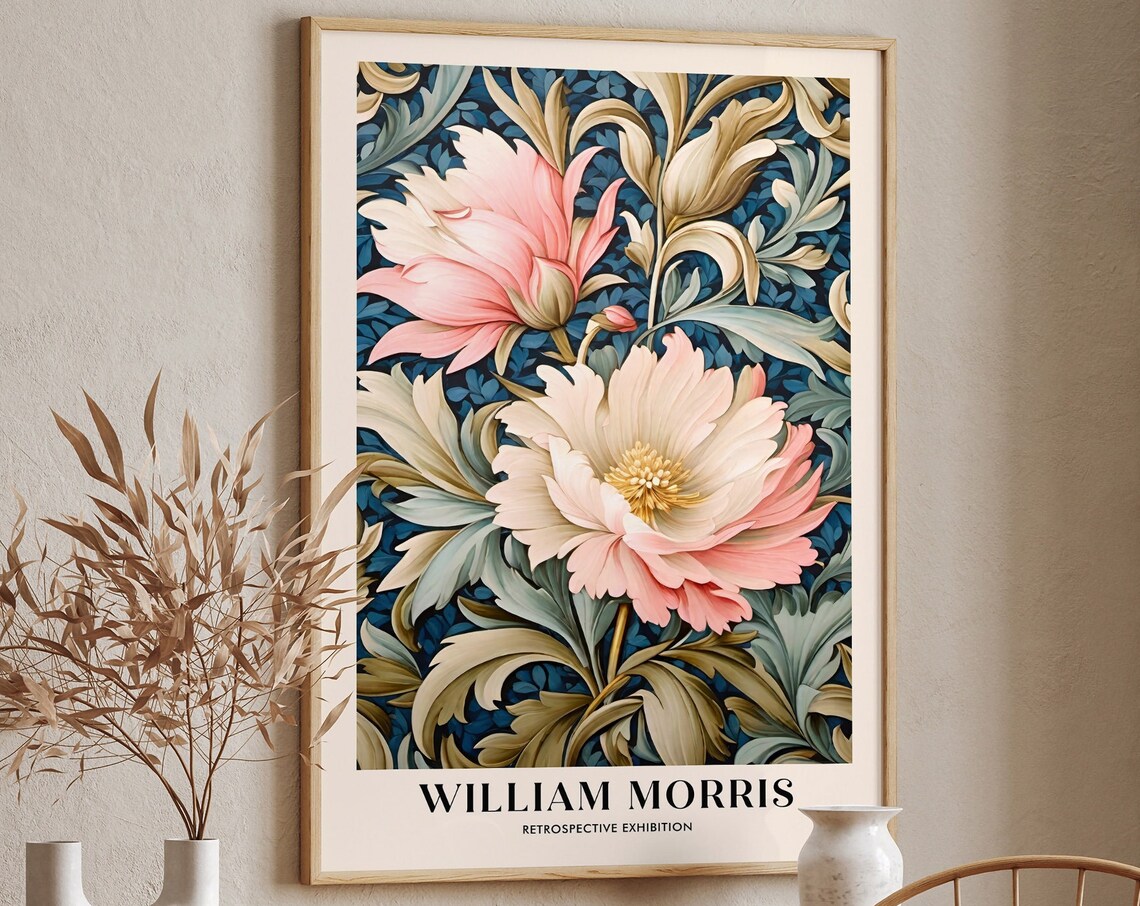 William Morris Retrospective Exhibition Pink Floral Art Poster - Image 6