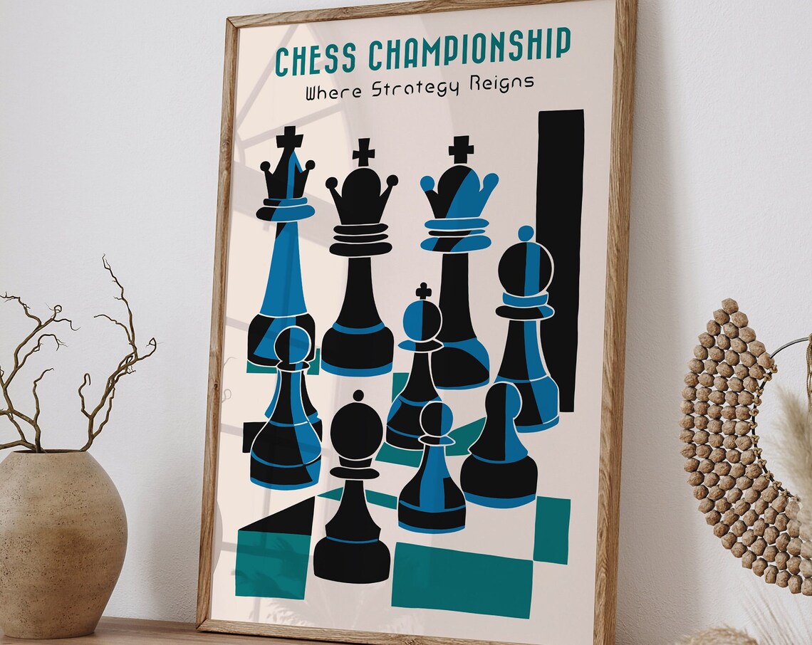Chess Championship Modern Pieces Where Strategy Reigns Poster