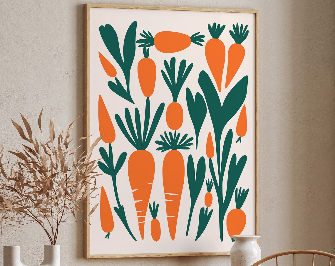 Whimsical Carrots Modern Kitchen Vegetable Decorative Art Poster - Image 6