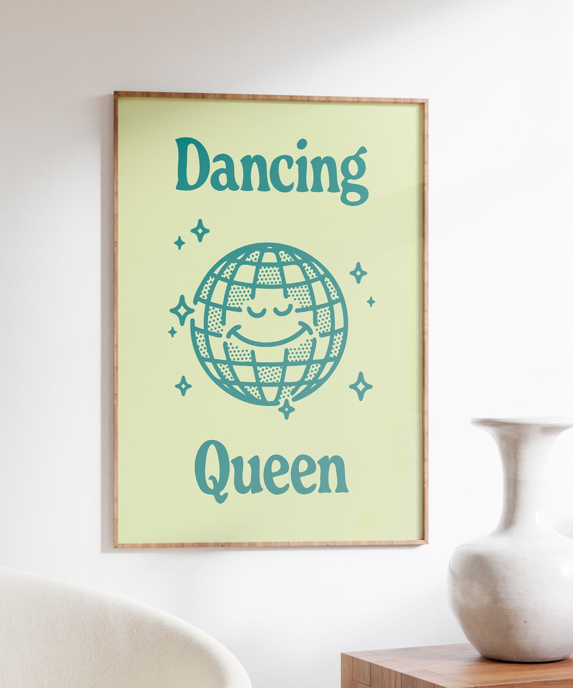 Dancing Queen Teal Disco Ball Retro Groovy Music Party Poster - Image 4