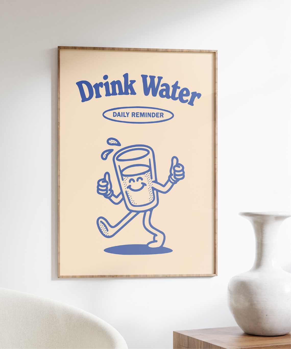 Drink Water Retro Typography Art Print - Image 4