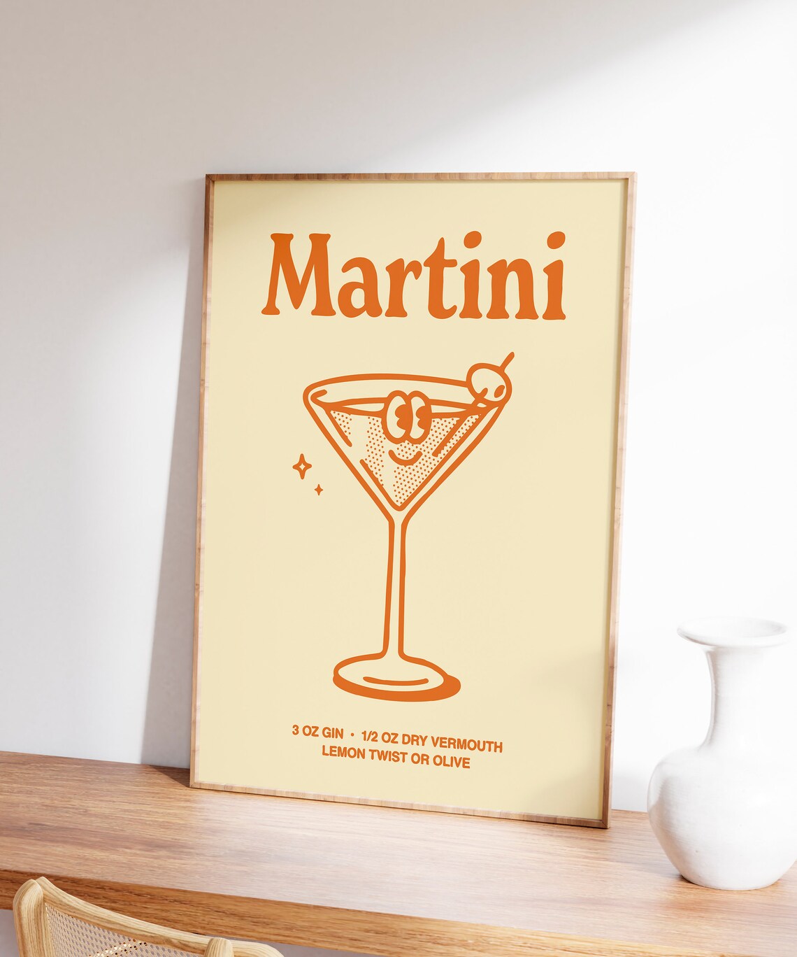 Martini Cocktail Recipe Olive Retro Illustration Home Bar Poster - Image 5