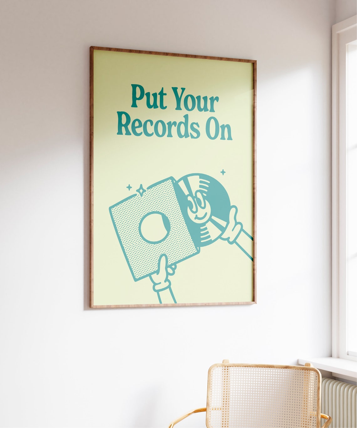 Put Your Records On Retro Vinyl Teal Typography Music Poster - Image 4