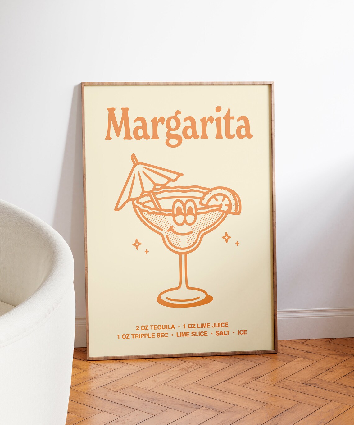 Margarita Cocktail Recipe Orange Glass Character Bar Cart Poster - Image 3