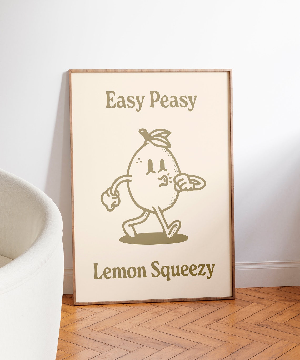 Easy Peasy Lemon Squeezy Olive Retro Lemon Character Art Print - Image 3