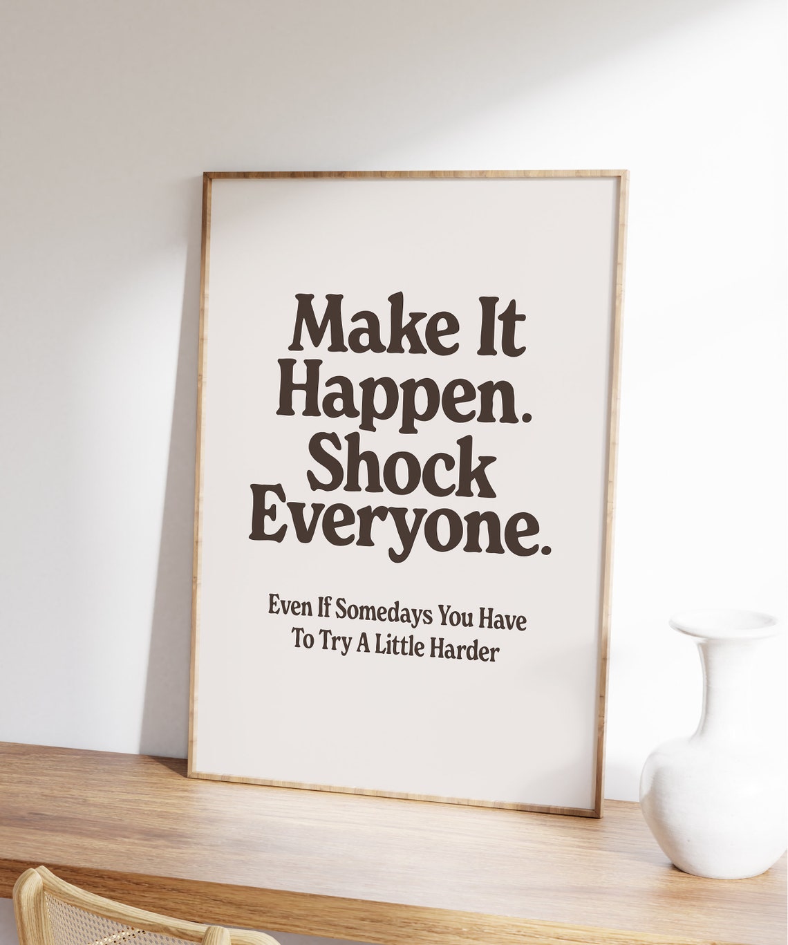 Positive Wall Art Inspirational Quote Print Motivational Office Decor Poster Retro Home Office Wall Art Make It Happen - Image 5