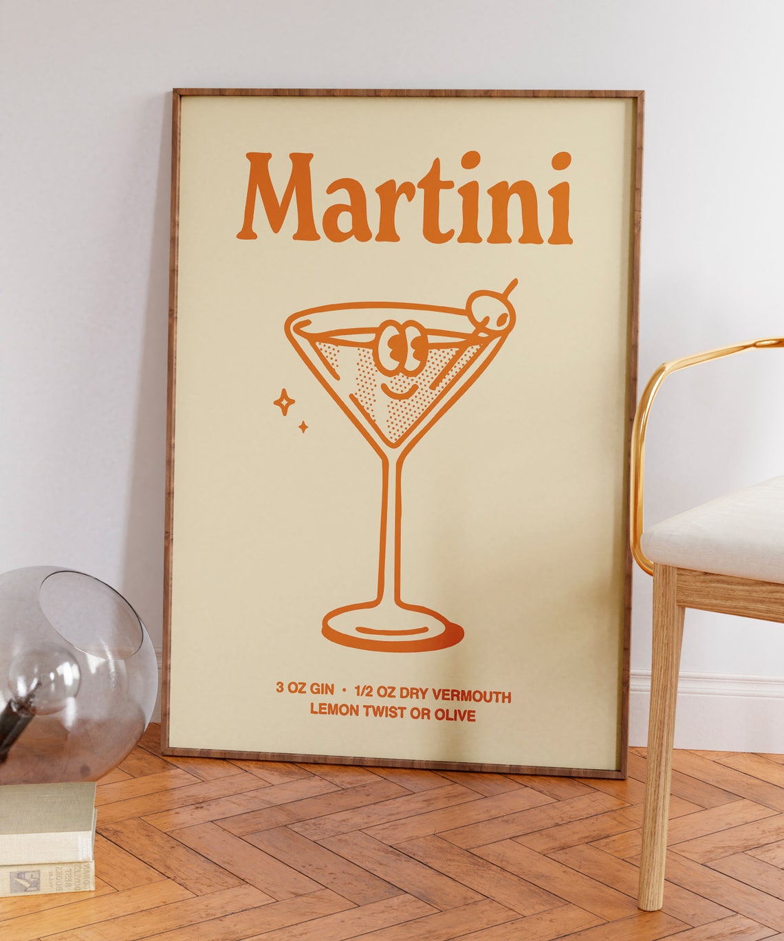 Martini Cocktail Recipe Olive Retro Illustration Home Bar Poster - Image 7