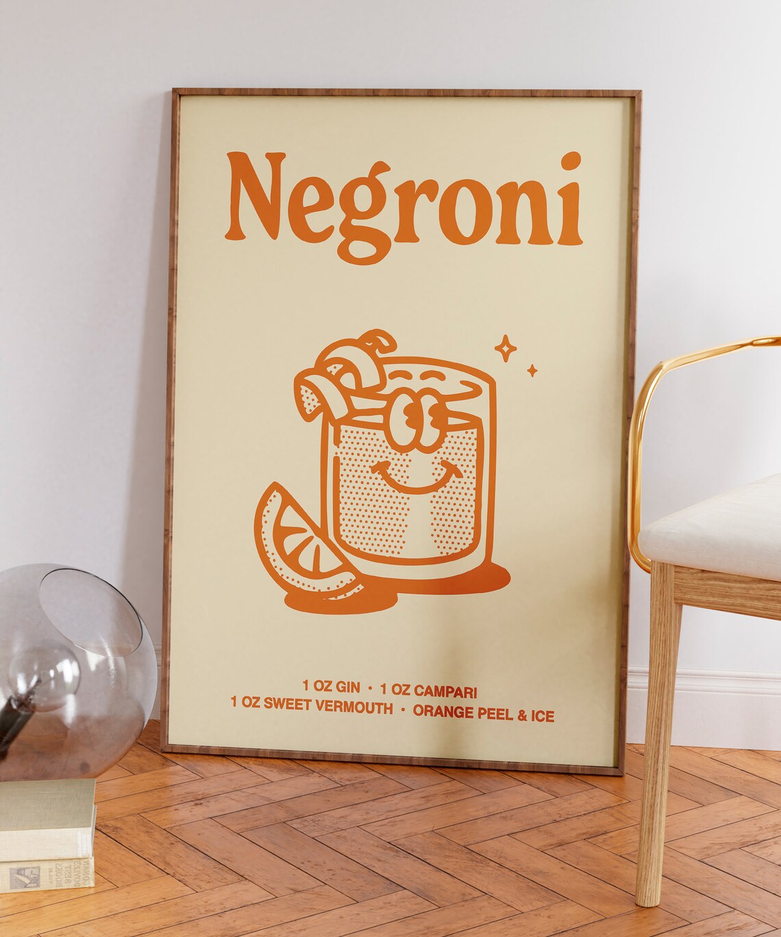 Negroni Retro Cocktail Art Print, Bar Cart Decor - Image 4