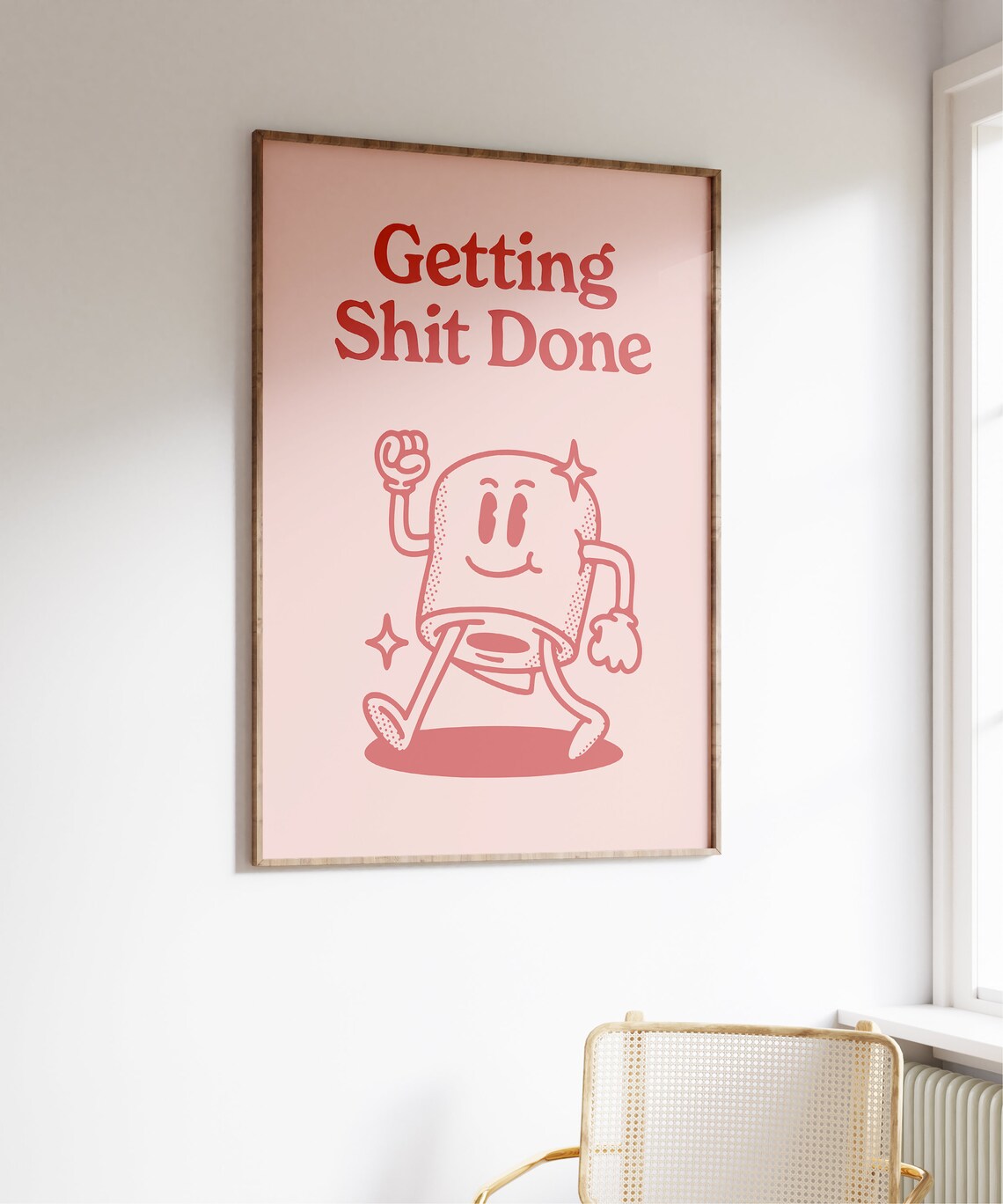 Funny Bathroom Wall Print, Pink Retro Toilet Decor - Image 4