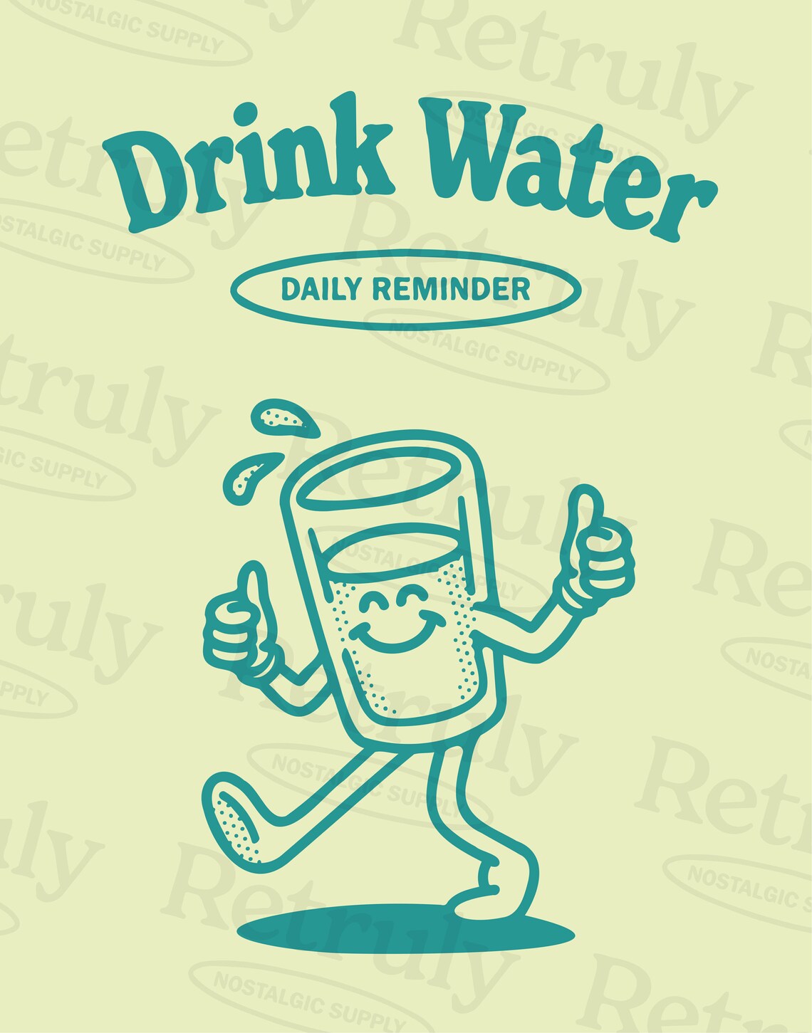 Drink Water Retro Hydration Reminder Art Print - Image 2