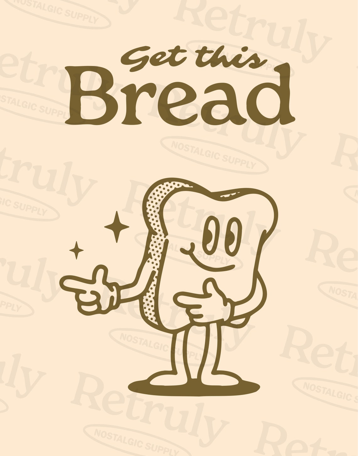 Get This Bread Cute Smiling Toast Retro Cartoon Quote Poster - Image 2