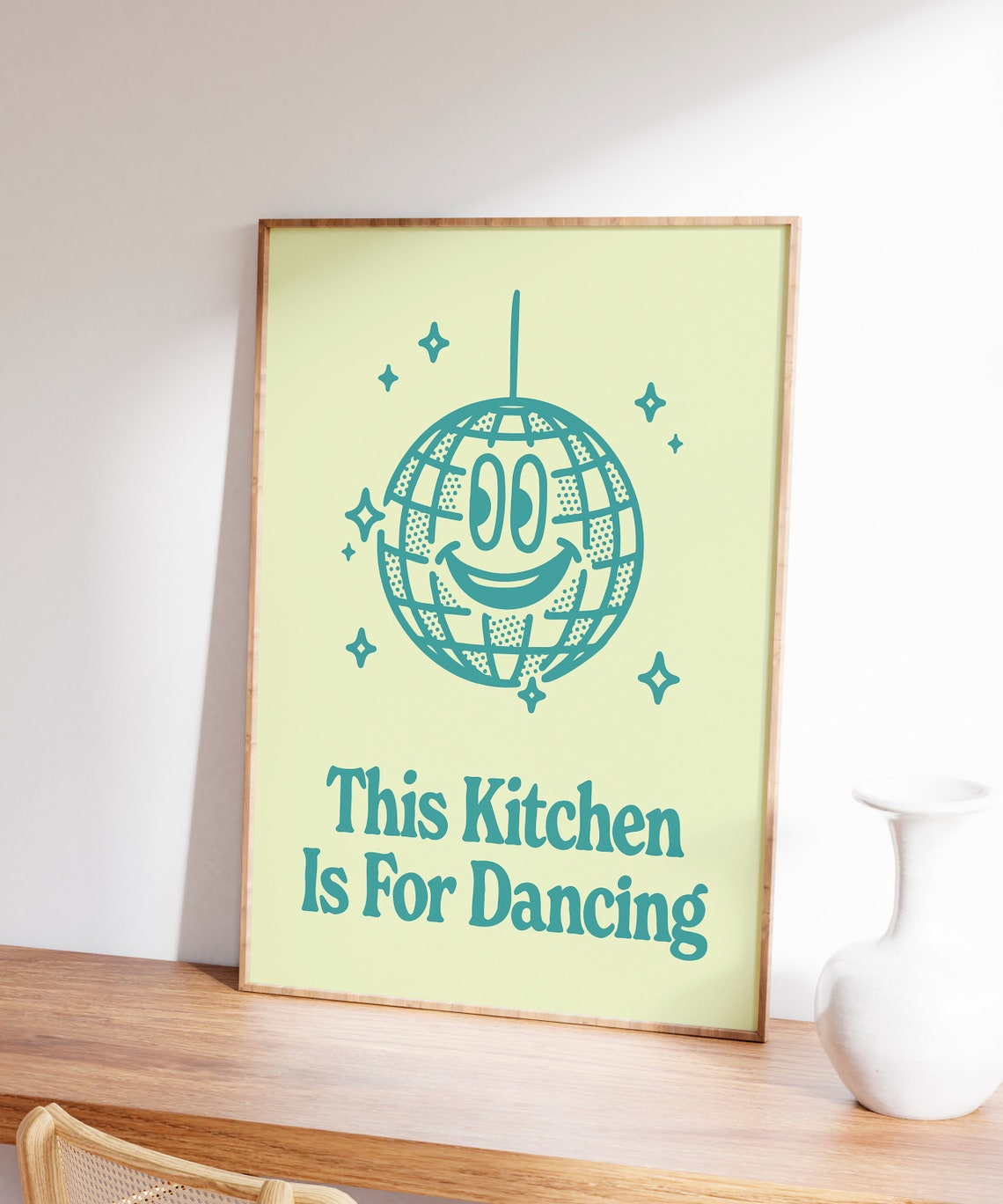 This Kitchen Is for Dancing Smiling Disco Ball Kitchen Wall Art - Image 7